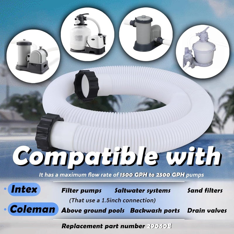 SoCiMa 1.5" Pool Pump Hose Compatible with Intex Pump Sand Filters & Saltwater Systems, 29060E Pool Hoses Fit for Coleman Above Ground Pools Parts 59" Long - Image 4